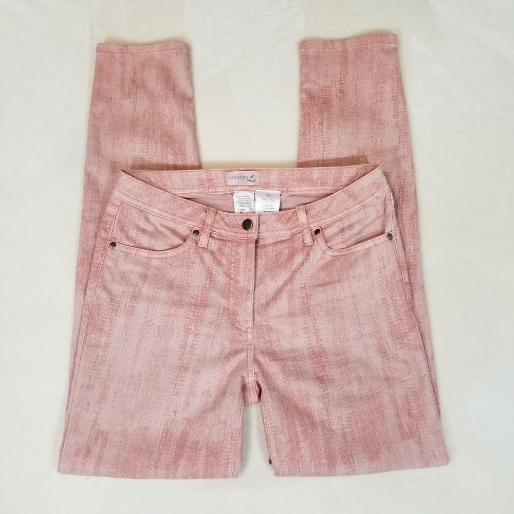 Creation L Rose Print Skinny Pants Jeans - Size 6 - Picture 4 of 6
